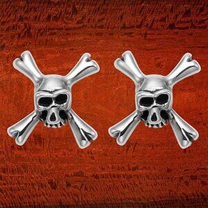 Sterling Silver Skull & Crossbones Stud Earrings - Unisex jewelry